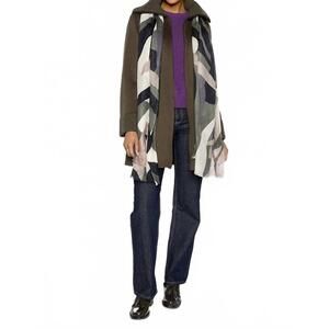 NEW KINROSS women's abstract print scarf in loden multi